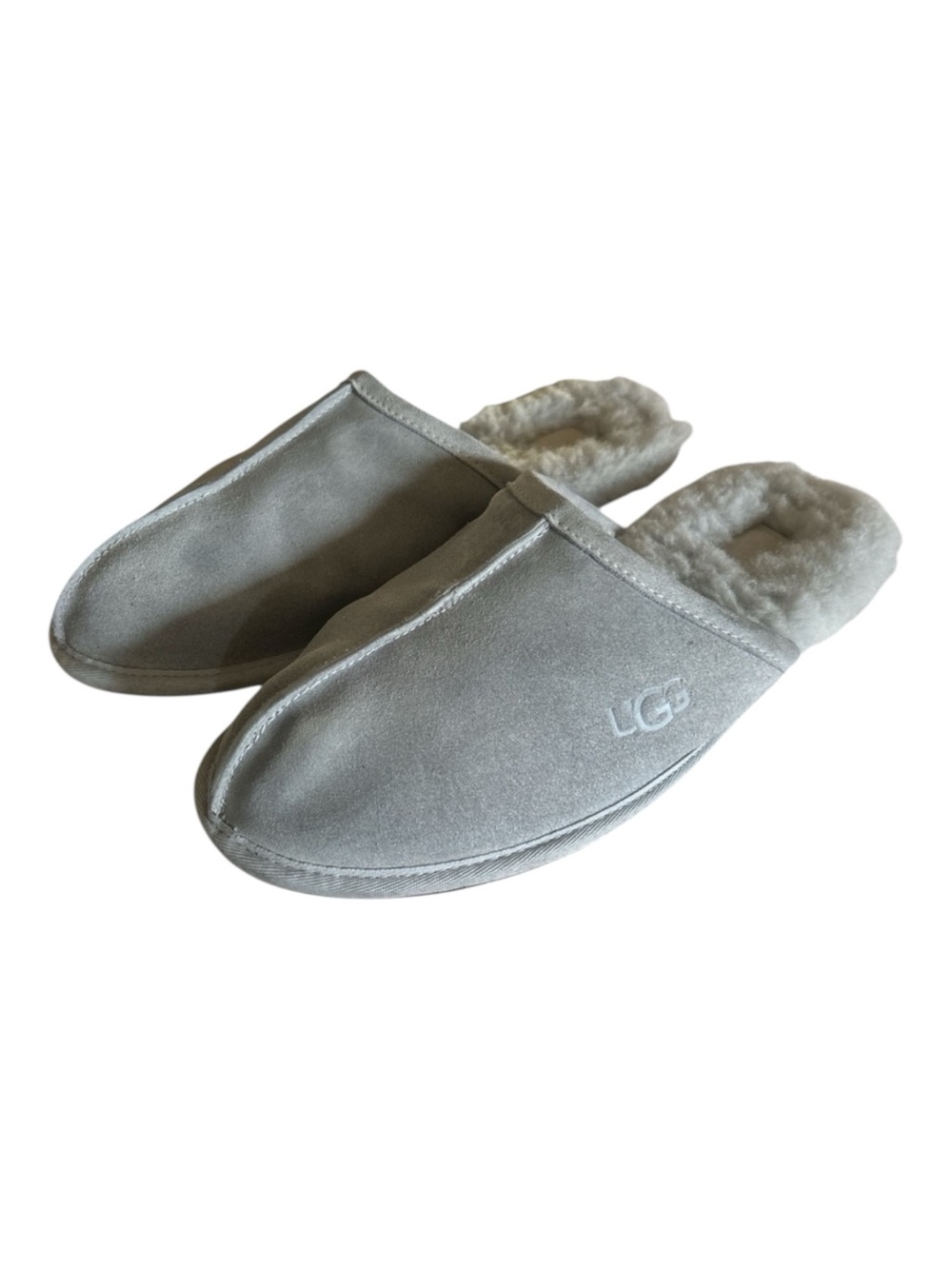 UGG Mens SCUFF Suede & Sheepskin Slippers in Light Gray Size 12